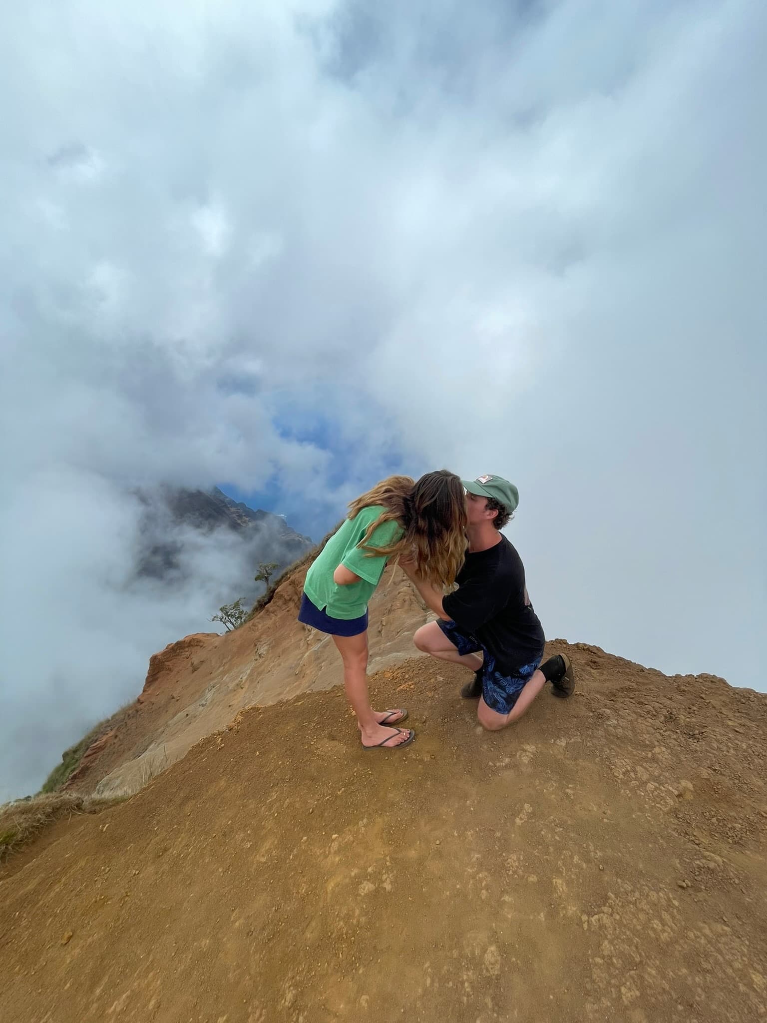 First kiss as engaged couple