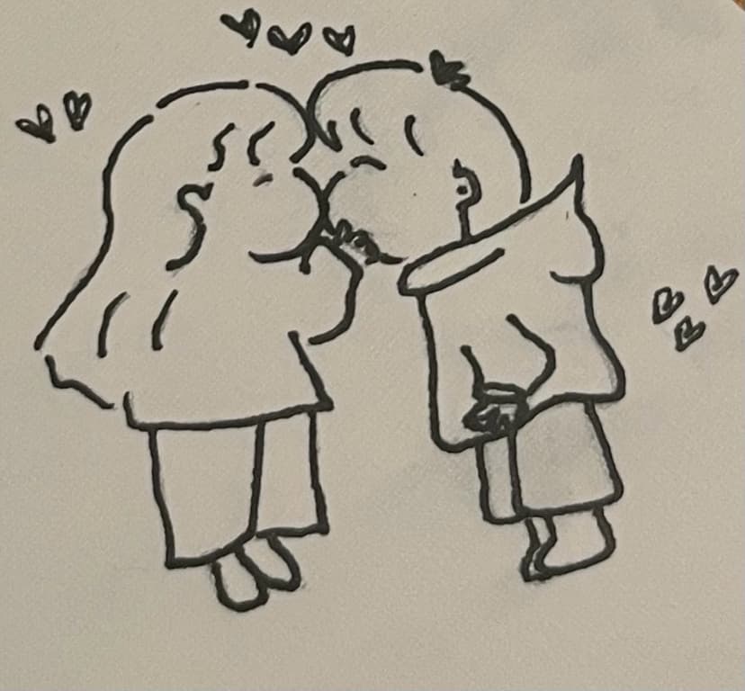 Cute cartoon of Josh and Olivia