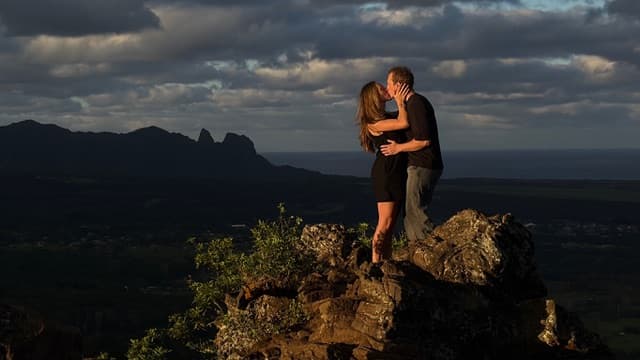 Couple at golden hour, Kauai
